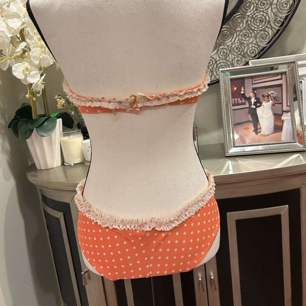 Victoria's Secret Orange Polka Dot Ruffle Bandeau Bra & Bikini Set #225 - Picture 5 of 12